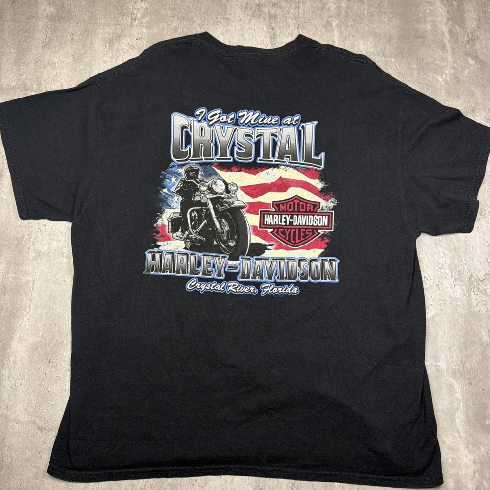 Harley Davidson Shirt XXL Black Crystal River Florida Biker Motorcycle HD Mens